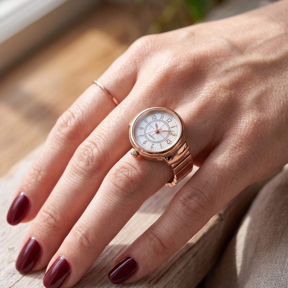 Handmade Stainless Steel 18K Gold Watch Ring